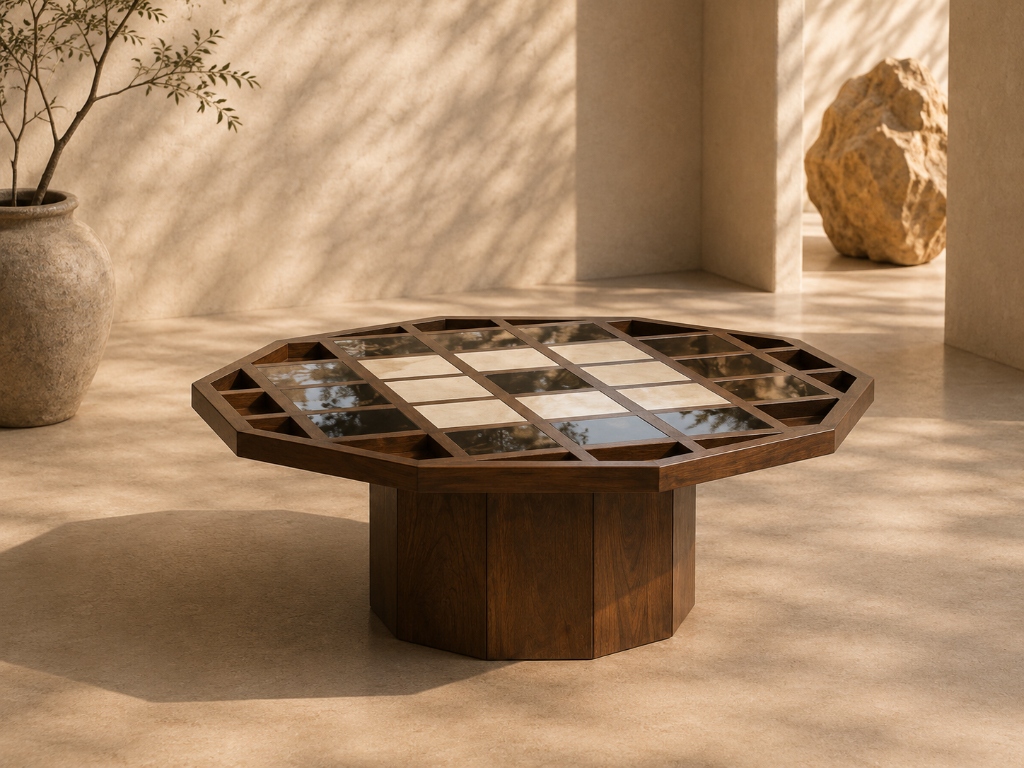 Yucca Coffee Table positioned in outdoor desert courtyard.