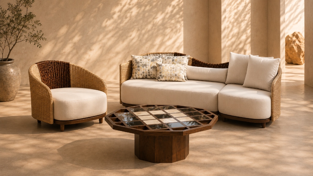 Desert Oasis lounge setting featuring Yucca Coffee Table.